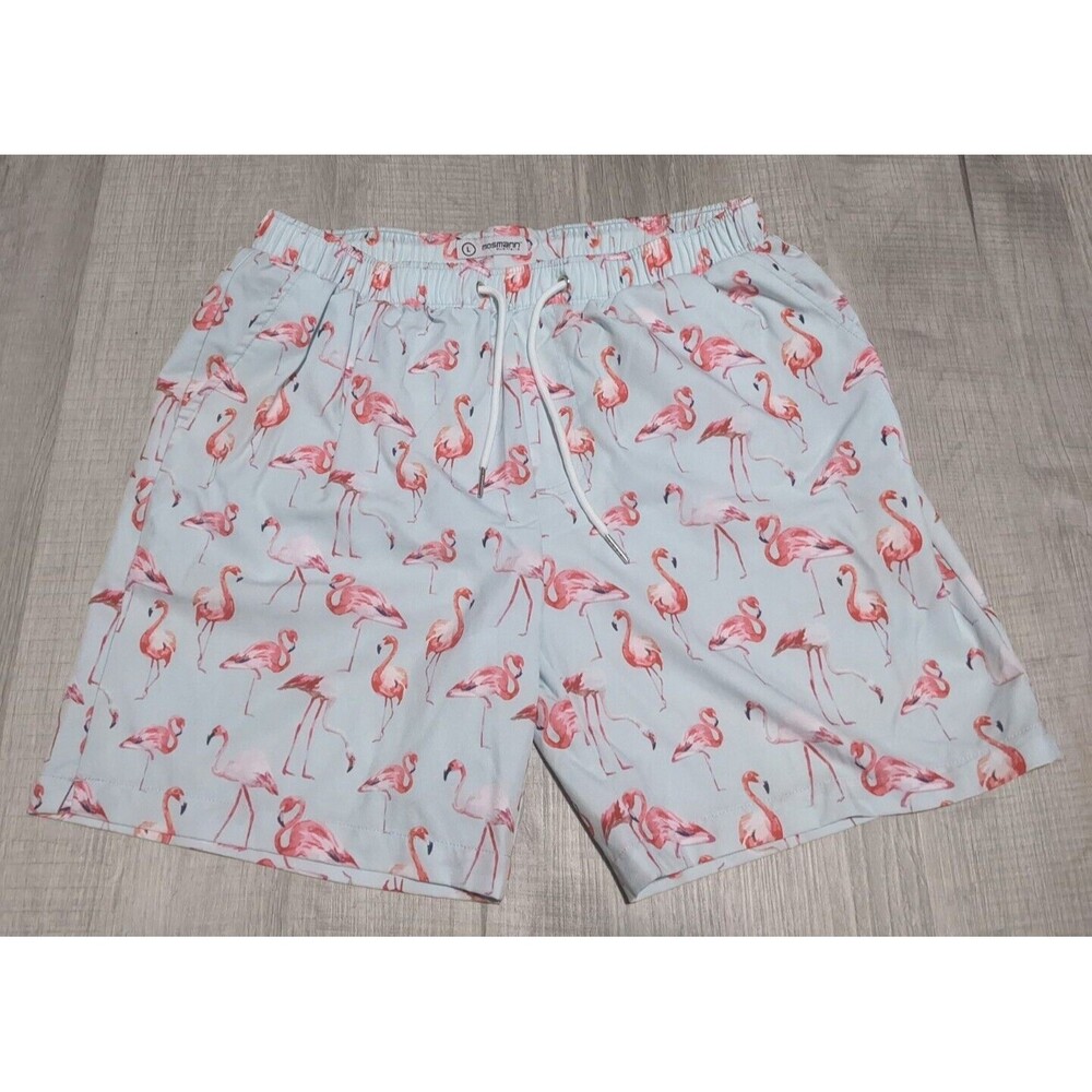 MOSMAN Australia Quick Dry Stretch Pink Flamingo Swim Trunks Shorts Men's Sz L